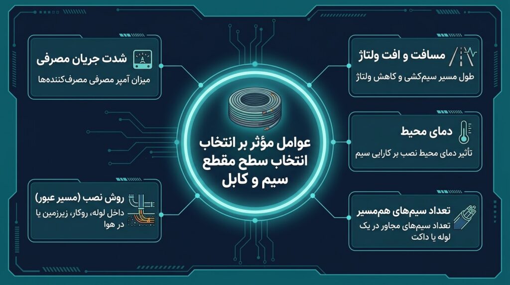 عوامل موثر در انتخاب سطح مقطع مناسب سیم و کابل